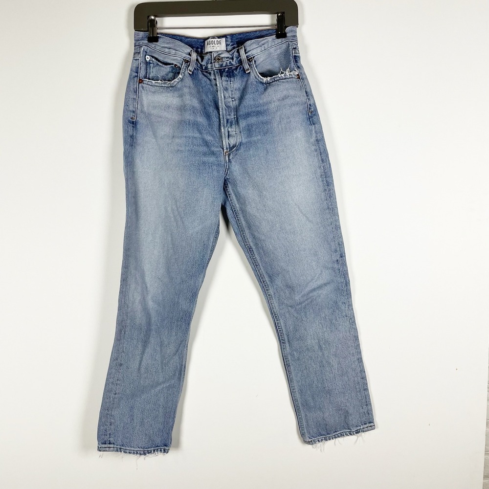 Agolde Women's Riley High Rise Straight Leg Cotton Denim Jeans 28